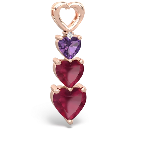 Amethyst Genuine Amethyst with Genuine Ruby and  Past Present Future pendant Pendant