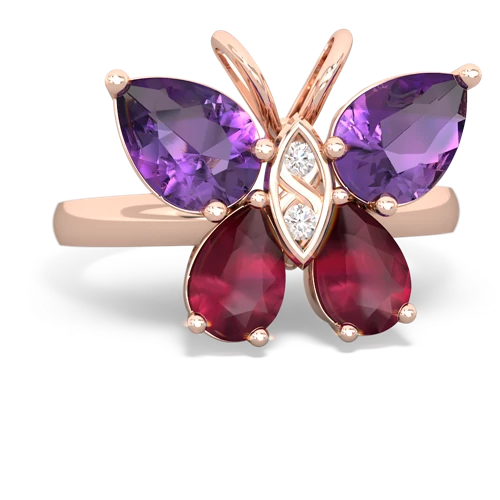 amethyst-ruby butterfly ring