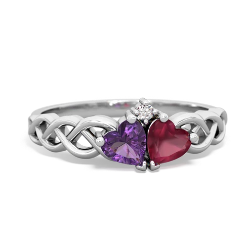 amethyst-ruby celtic braid ring