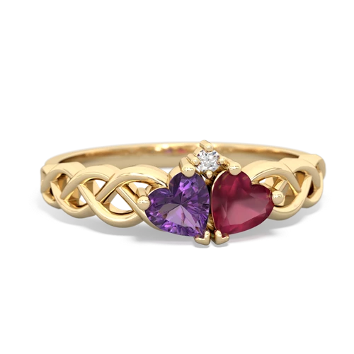 amethyst-ruby celtic braid ring