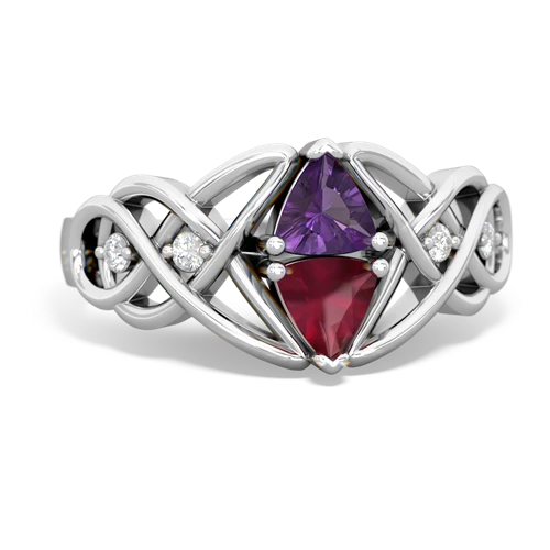 amethyst-ruby celtic knot ring