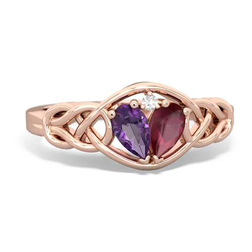 amethyst-ruby celtic knot ring