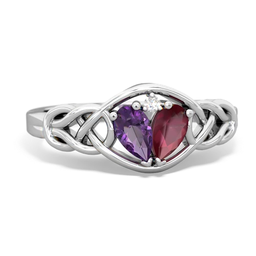 amethyst-ruby celtic knot ring