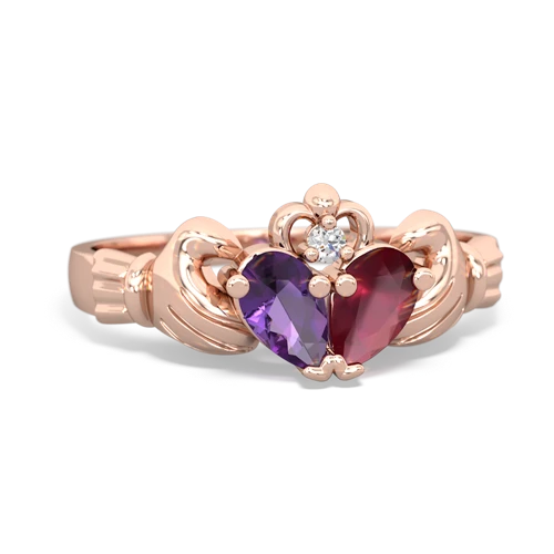 amethyst-ruby claddagh ring