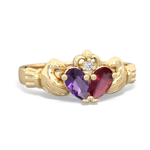 amethyst-ruby claddagh ring