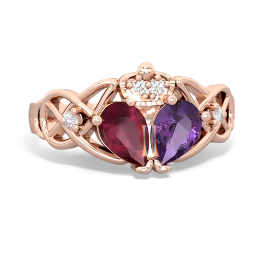 amethyst-ruby claddagh ring