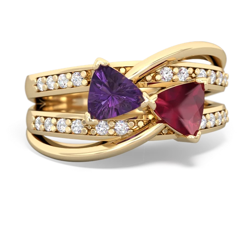 Amethyst Genuine Amethyst with Genuine Ruby Bowtie ring Ring