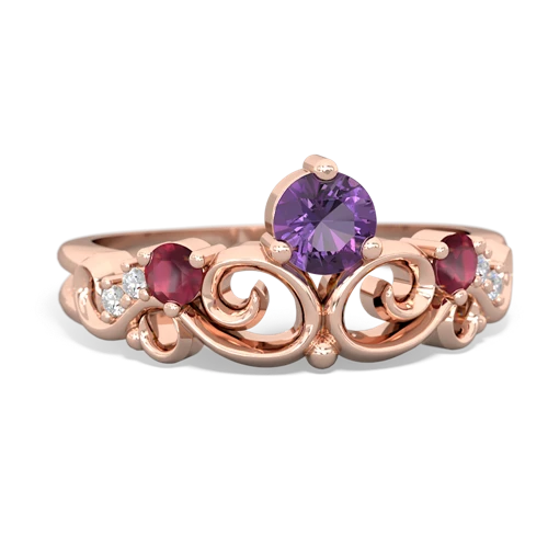 Amethyst Genuine Amethyst with Genuine Ruby and Lab Created Pink Sapphire Crown Keepsake ring Ring