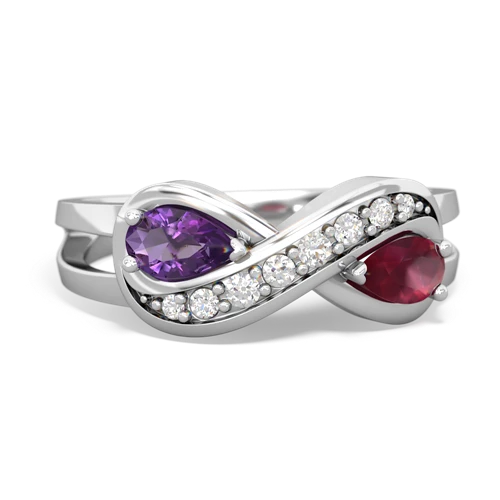 Genuine Amethyst with Genuine Ruby Diamond Infinity ring