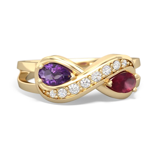 Amethyst Genuine Amethyst with Genuine Ruby Diamond Infinity ring Ring