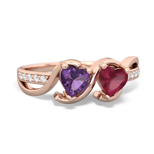 Amethyst Genuine Amethyst with Genuine Ruby Side by Side ring Ring