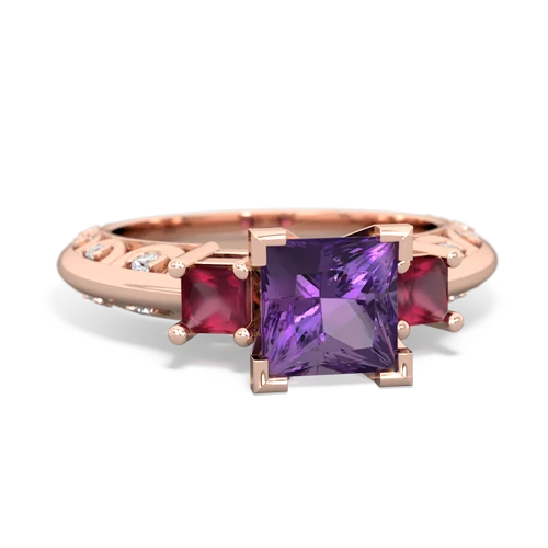 Amethyst Genuine Amethyst with Genuine Ruby and  Art Deco ring Ring