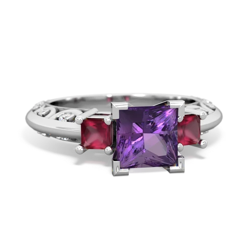 Amethyst Genuine Amethyst with Genuine Ruby and Lab Created Pink Sapphire Art Deco ring Ring