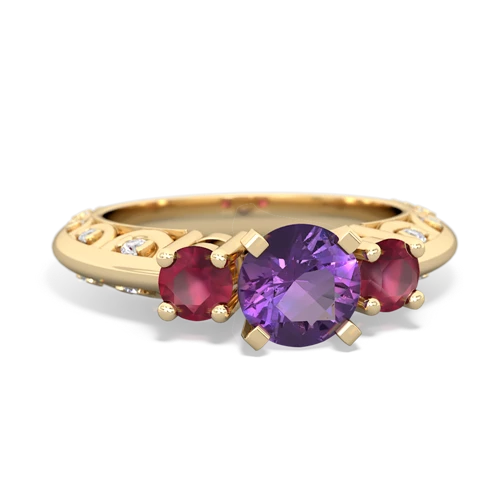 Amethyst Genuine Amethyst with Genuine Ruby Art Deco ring Ring
