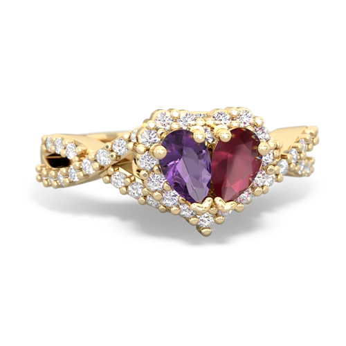 amethyst-ruby engagement ring