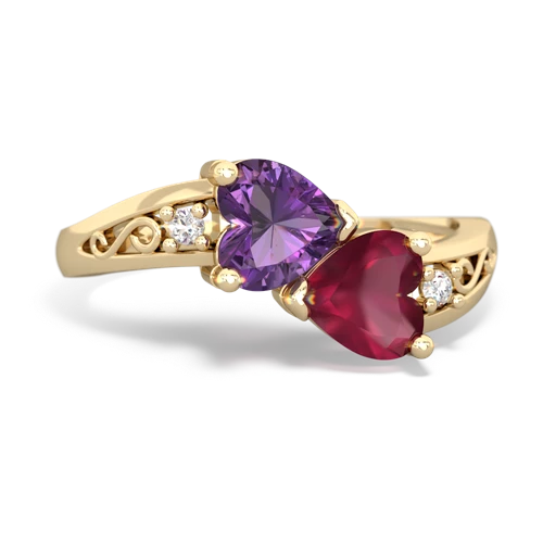 amethyst-ruby filligree ring