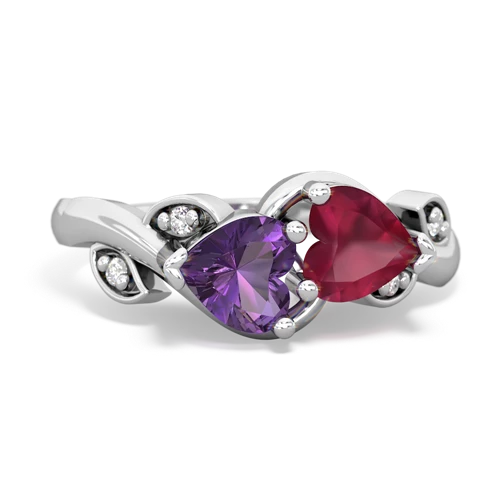 amethyst-ruby floral keepsake ring