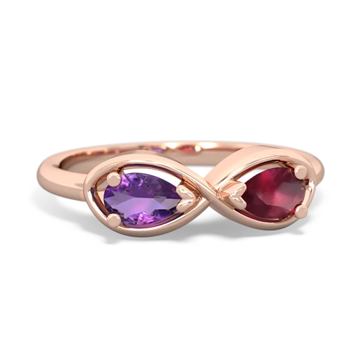Amethyst Genuine Amethyst with Genuine Ruby Infinity ring Ring