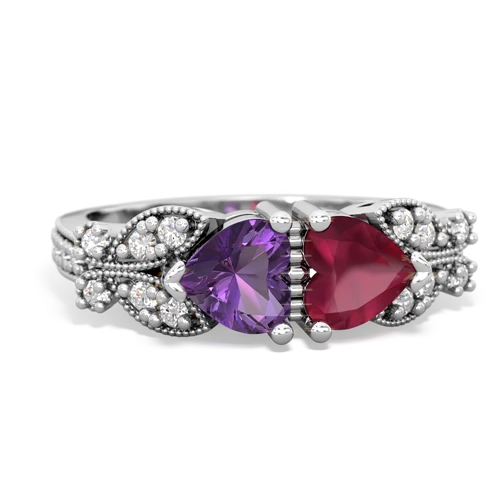 amethyst-ruby keepsake butterfly ring