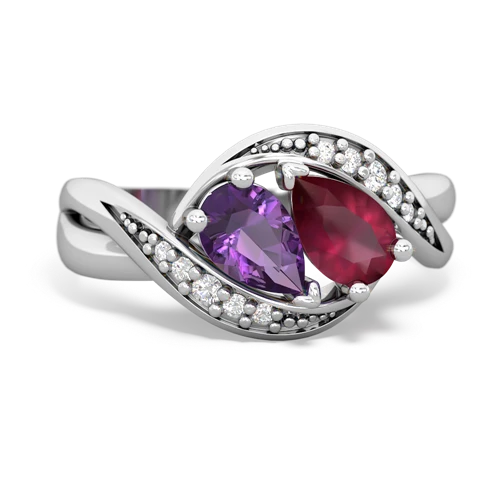 Genuine Amethyst with Genuine Ruby Summer Winds ring