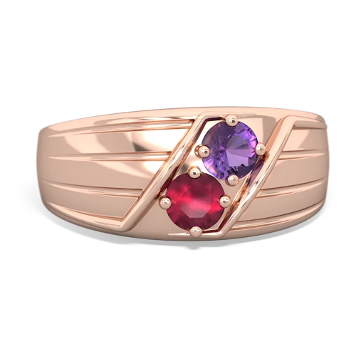 amethyst-ruby mens ring