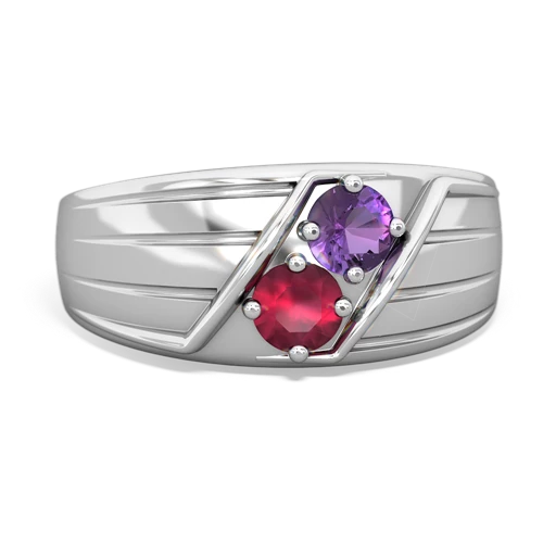 amethyst-ruby mens ring