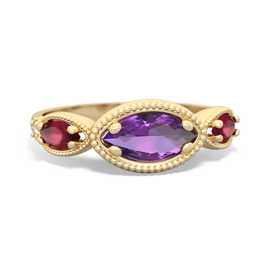 amethyst-ruby milgrain marquise ring