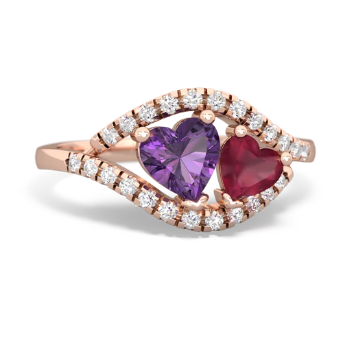 Amethyst Genuine Amethyst with Genuine Ruby Mother and Child ring Ring