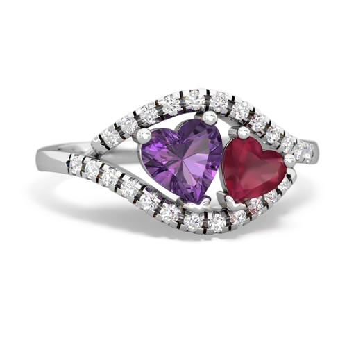 amethyst-ruby mother child ring
