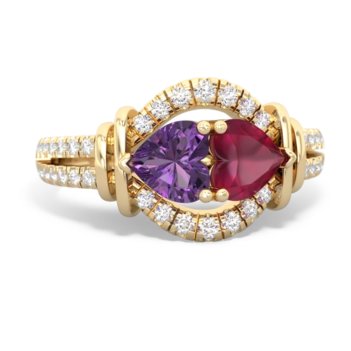 amethyst-ruby pave keepsake ring