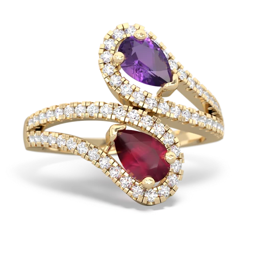 Genuine Amethyst with Genuine Ruby Diamond Dazzler ring