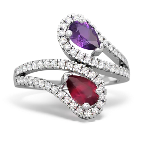 amethyst-ruby pave swirls ring