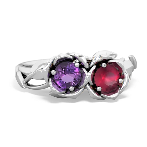 amethyst-ruby roses ring