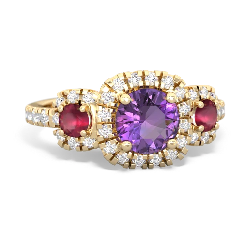 Genuine Amethyst with Genuine Ruby and  Regal Halo ring