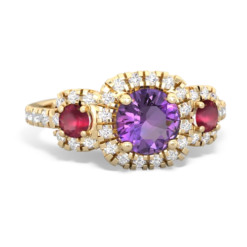 amethyst-ruby three stone regal ring