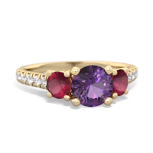 Amethyst Genuine Amethyst with Genuine Ruby and  Pave Trellis ring Ring
