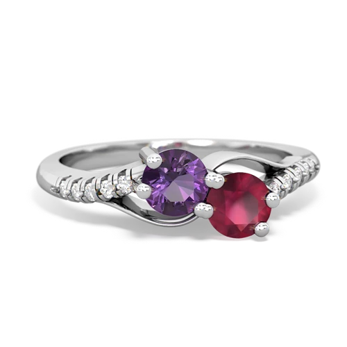 amethyst-ruby two stone infinity ring