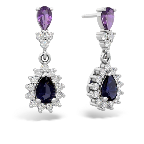 amethyst-sapphire dangle earrings