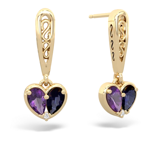 amethyst-sapphire filligree earrings