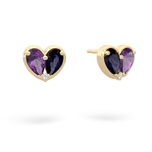 amethyst-sapphire one heart earrings