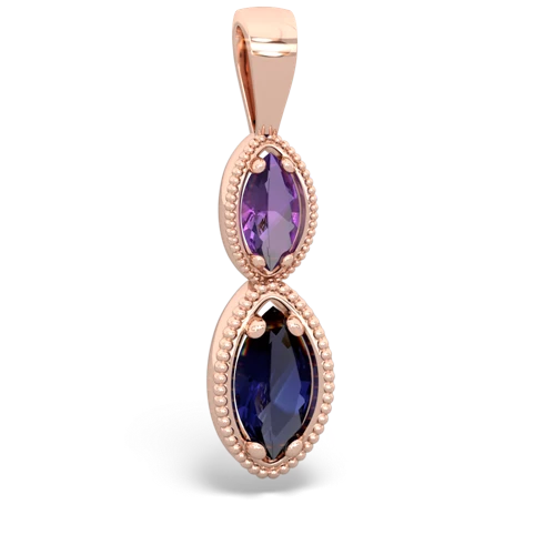 amethyst-sapphire antique milgrain pendant