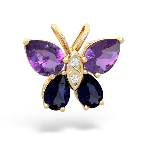 amethyst-sapphire butterfly pendant