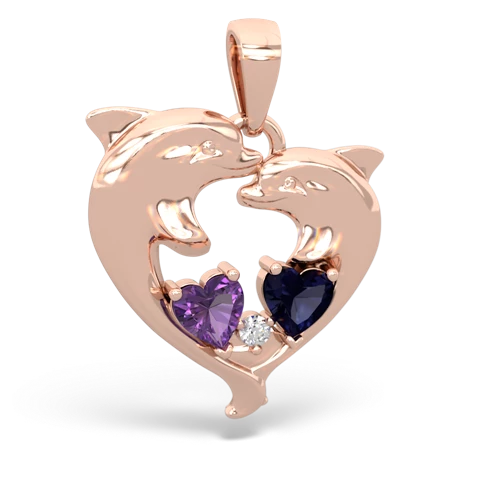 amethyst-sapphire dolphins pendant