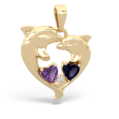 amethyst-sapphire dolphins pendant