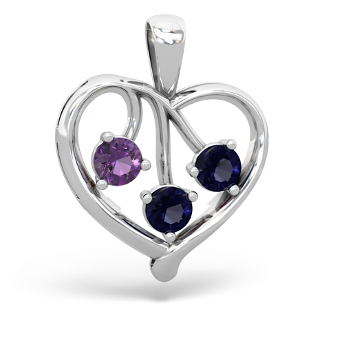 Amethyst Genuine Amethyst with Genuine Sapphire and Lab Created Emerald Glowing Heart pendant Pendant