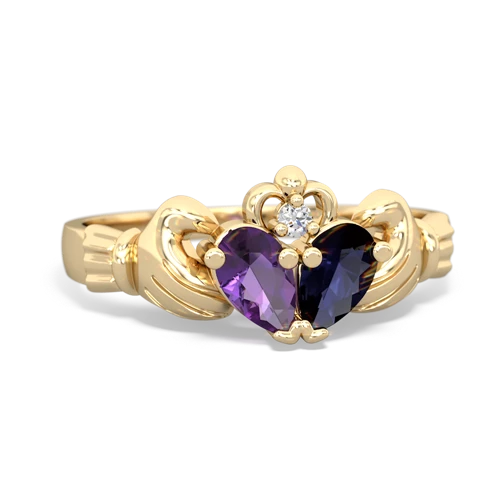 amethyst-sapphire claddagh ring