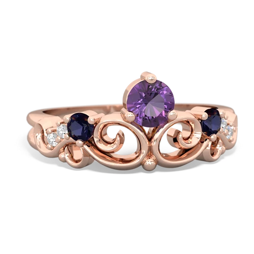 Amethyst Genuine Amethyst with Genuine Sapphire and Lab Created Ruby Crown Keepsake ring Ring