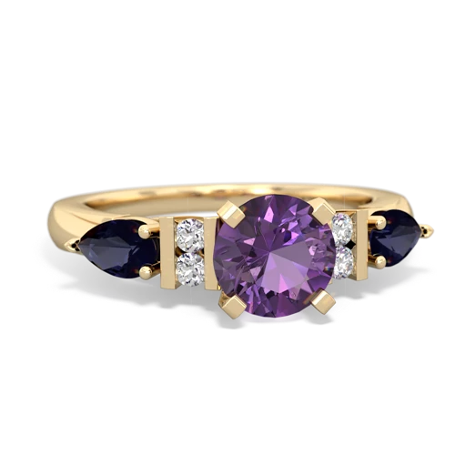 Amethyst Genuine Amethyst with Genuine Sapphire and Lab Created Ruby Engagement ring Ring