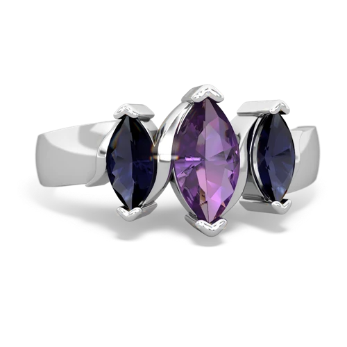 Amethyst Genuine Amethyst with Genuine Sapphire and Genuine Citrine Three Peeks ring Ring