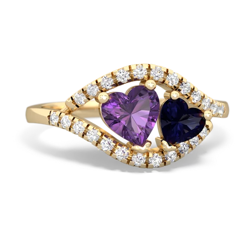 amethyst-sapphire mother child ring